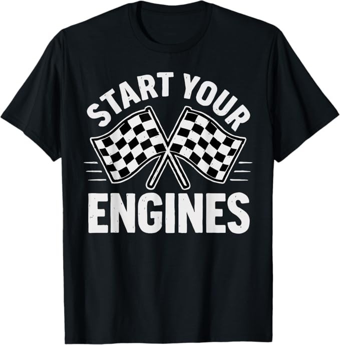 Start Your Engines Vintage Check Flag Race Car Costume T-Shirt
