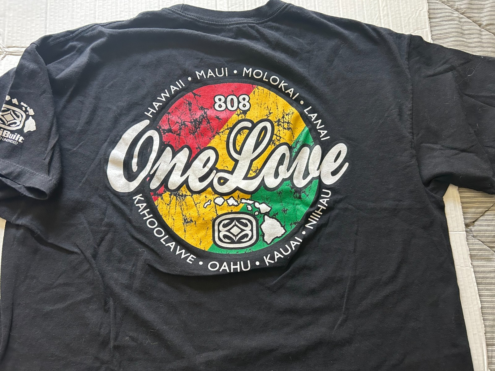 MAUI BUILT 808 ONE LOVE DISTRESSED 2XL BLK SHORT SLEEVE T SHIRT.SEE DESCRIPTION gallery