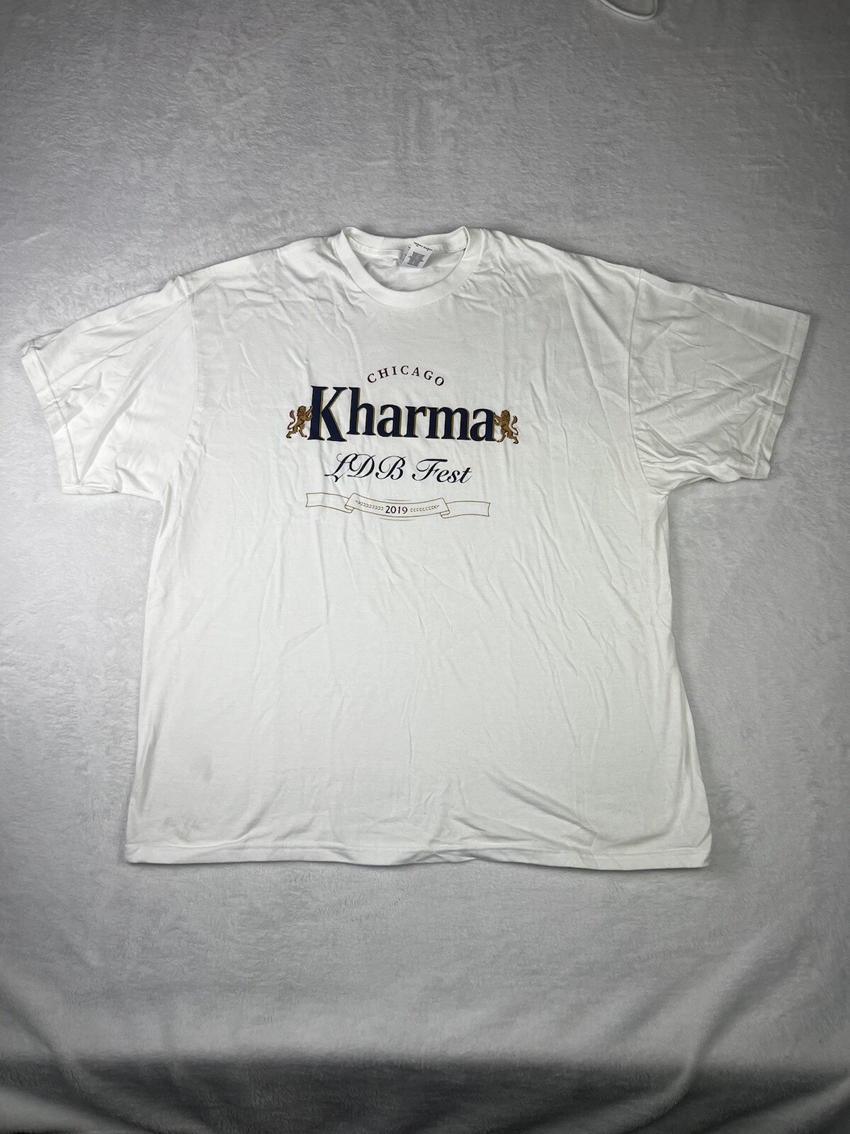 Kharma LDB Fest 2019 Modelo Rip White Mens Size XXL Gildan Hammer Hardcore Merch
