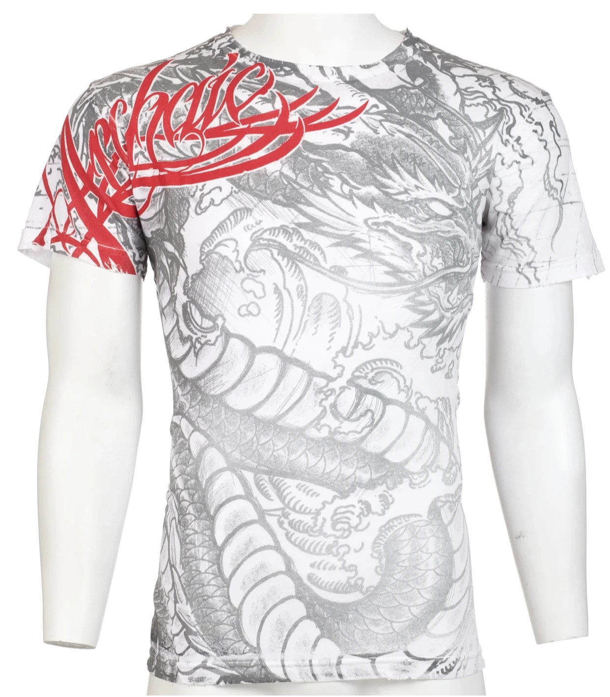 Archaic By Affliction Men's T-Shirt Dragon Rage Wings White Biker M-3XL gallery