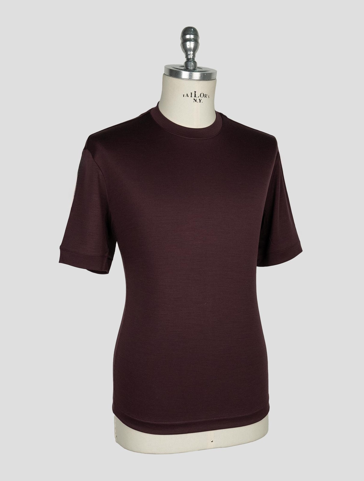 NEW RICHARD SMITH BURGUNDY LORO PIANA WOOL AUSTRALIS AQUA T-SHIRT EU 56 - US 46 gallery