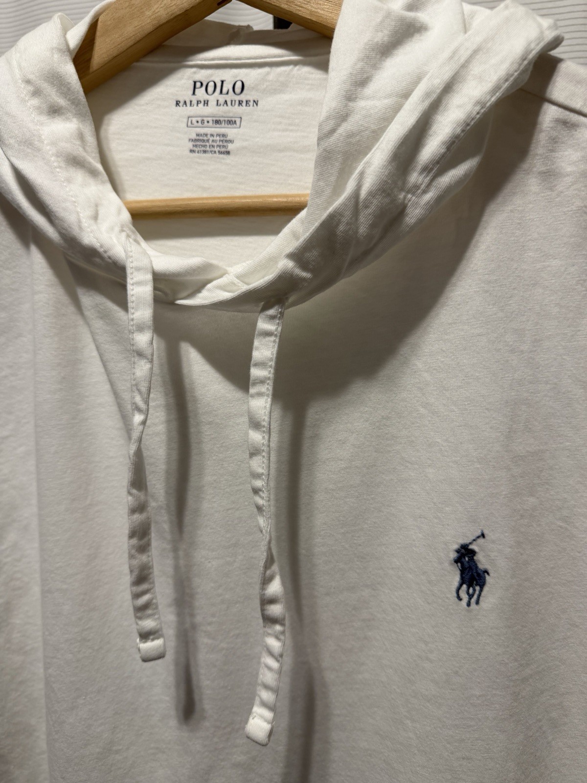 Polo Ralph Lauren Jersey Hooded T-Shirt Size Large White gallery