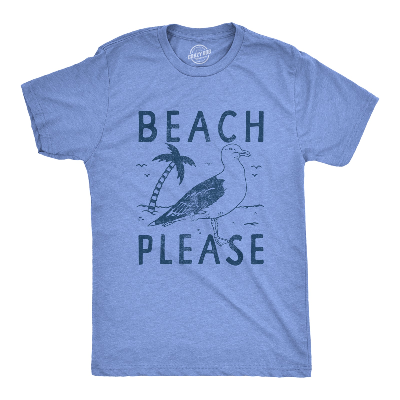 Mens Beach Please T Shirt Funny Sarcastic Tropical Seagull Graphic Novelty Tee gallery