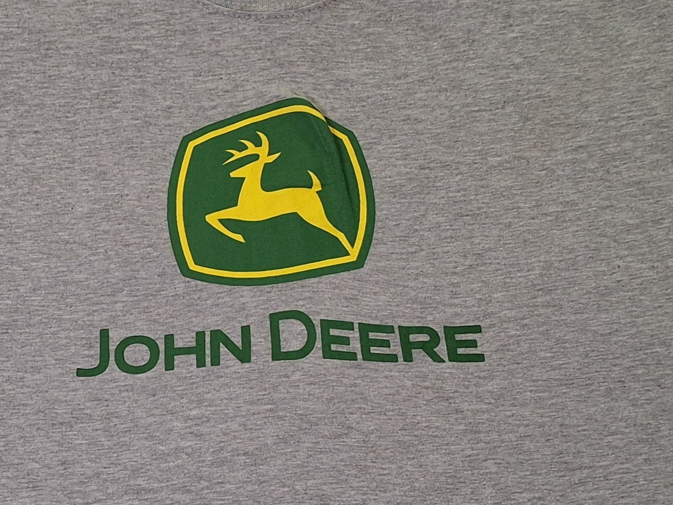 John Deere Logo Grey Cotton Blend T-shirt Size L gallery