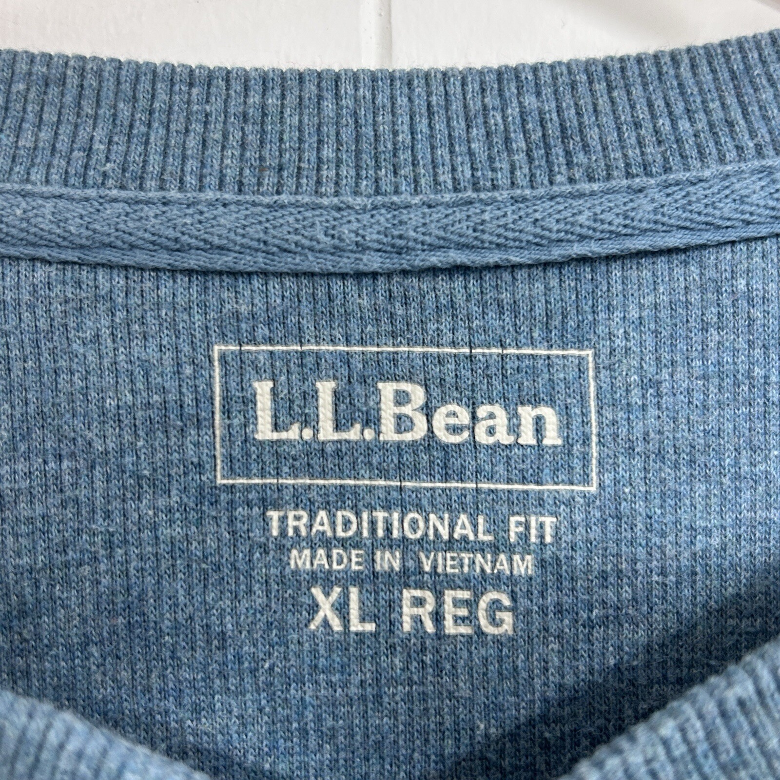 L.L.Bean Traditional Fit Ribbed Henley Mens XL Long Sleeve Blue gallery