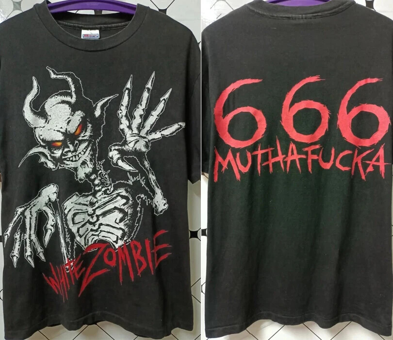 REPRINT 90s White Zombie Horror T shirt 2 side 1996 666 motherF……er