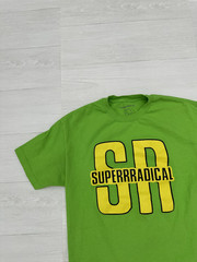 Superrradical Green Yellow ” SR ” Logo Tee Sz. Large SR