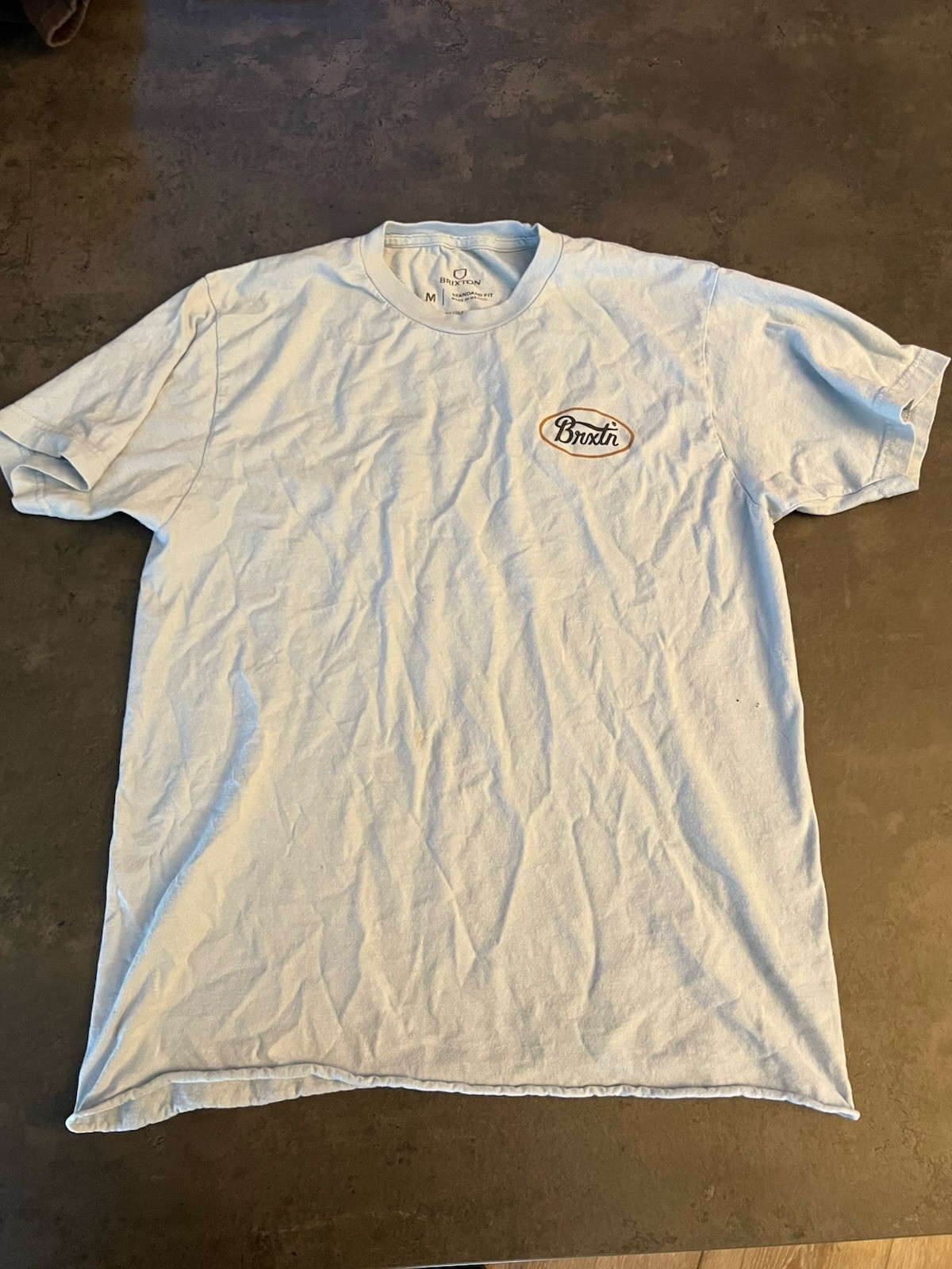 Brixton Men's White Solid Knit Cotton Crew Neck Short Sleeve Logo T-Shirt M gallery