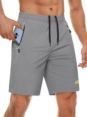 MAGCOMSEN Men’s Hiking Shorts 9″ Quick Dry Athletic 36, Light Grey