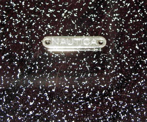 Nautica metal tag from apparel item - silver-tone. 1" Long x 3/16" Tall gallery