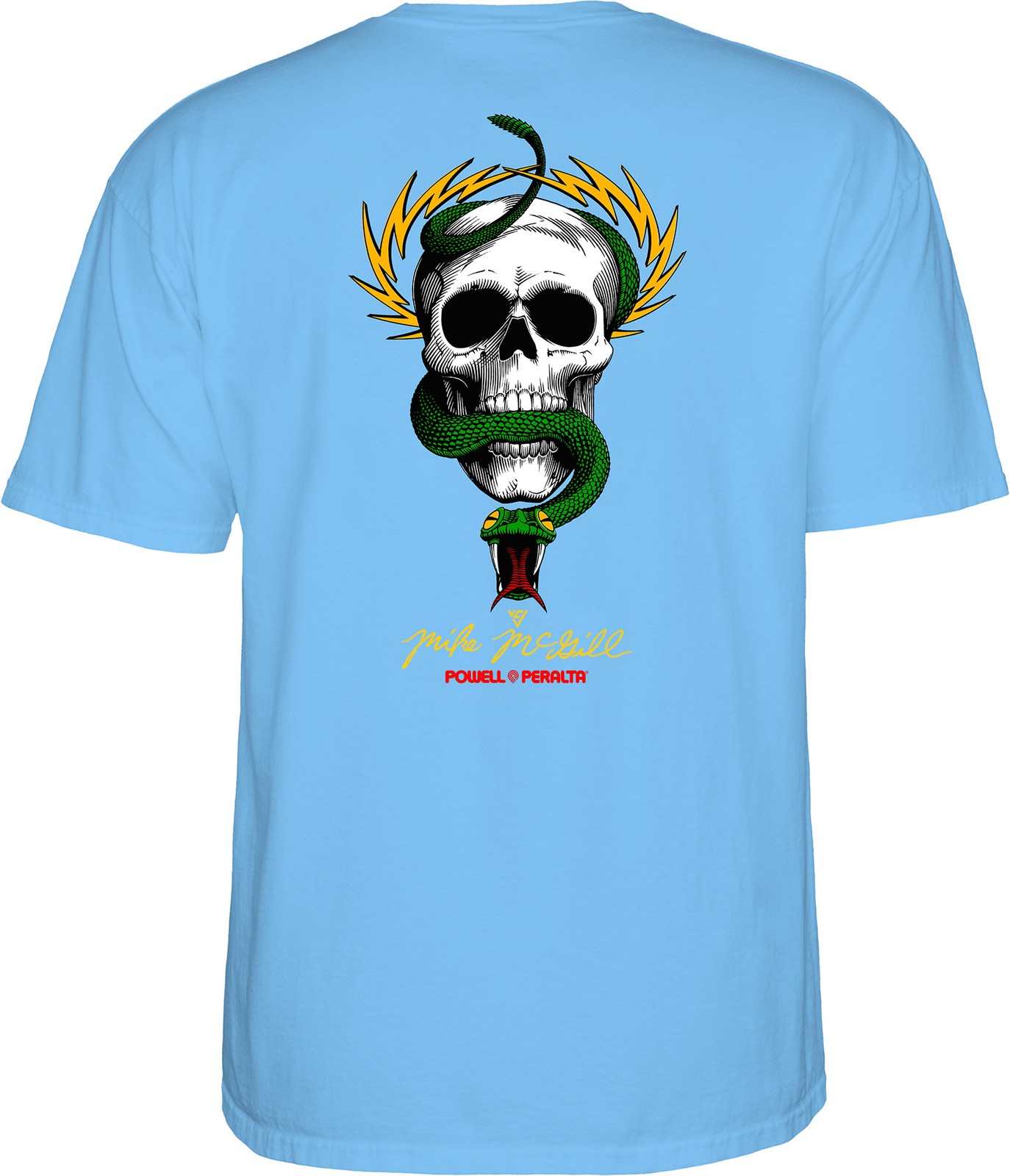 Powell Peralta Mike McGill SKULL AND SNAKE Skateboard T Shirt CAROLINA BLUE gallery