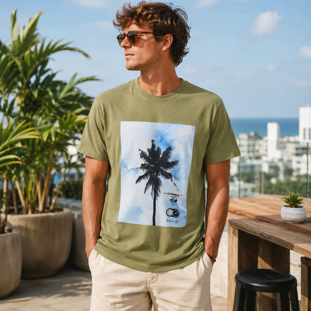 Cloudbreak Men’s T-Shirt Surf Beach Graphic Tee Cotton Casual Summer Shirt