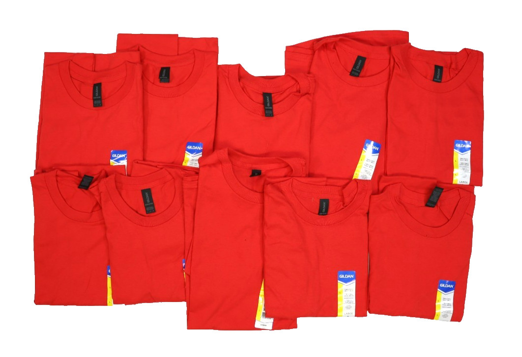 10 Pack Gildan G5000 Sold Red Heavy Cotton Adult T-Shirt Short Sleeve Size L gallery