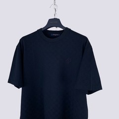 Louis Vuitton LV Embroidery Logo Damier Cotton Pique T-Shirt Navy Blue Size L