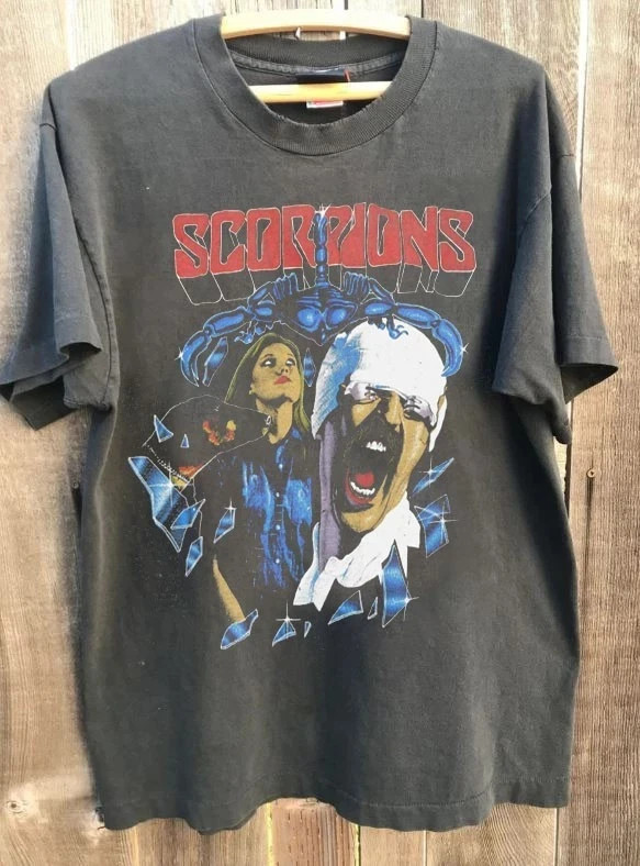 Vintage Scorpions 80s Tour Rare Design Charcoal Unisex T shirt S-5XL Full Size gallery
