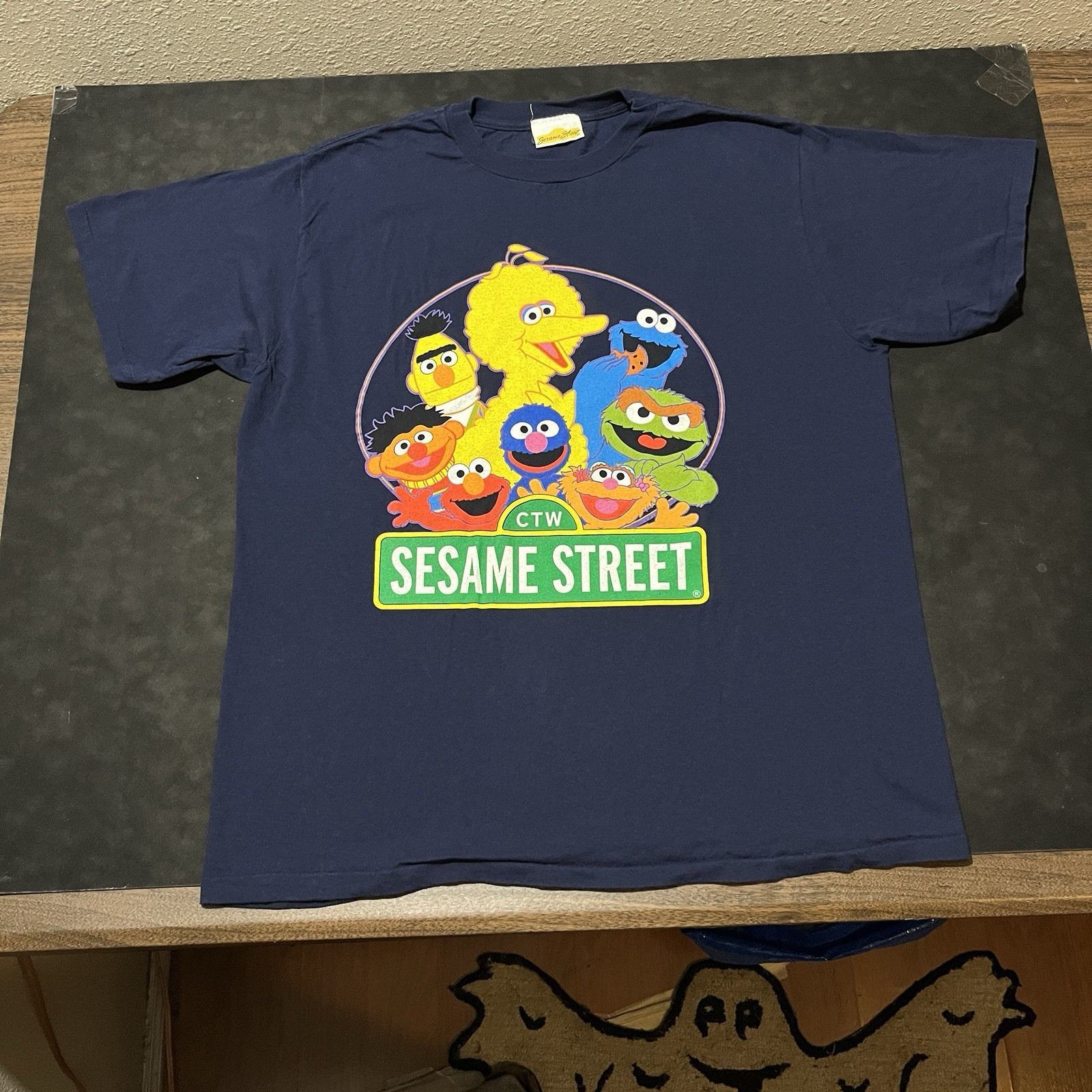 Vintage Sesame Street Big Bird Shirt 90s Jim Henson Cookie Monster Oscar Elmo XL gallery