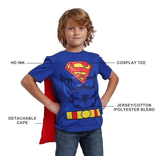 Superman Costume Boy's Blue Crew Neck Short Sleeve 14 Superman Costume Blue gallery