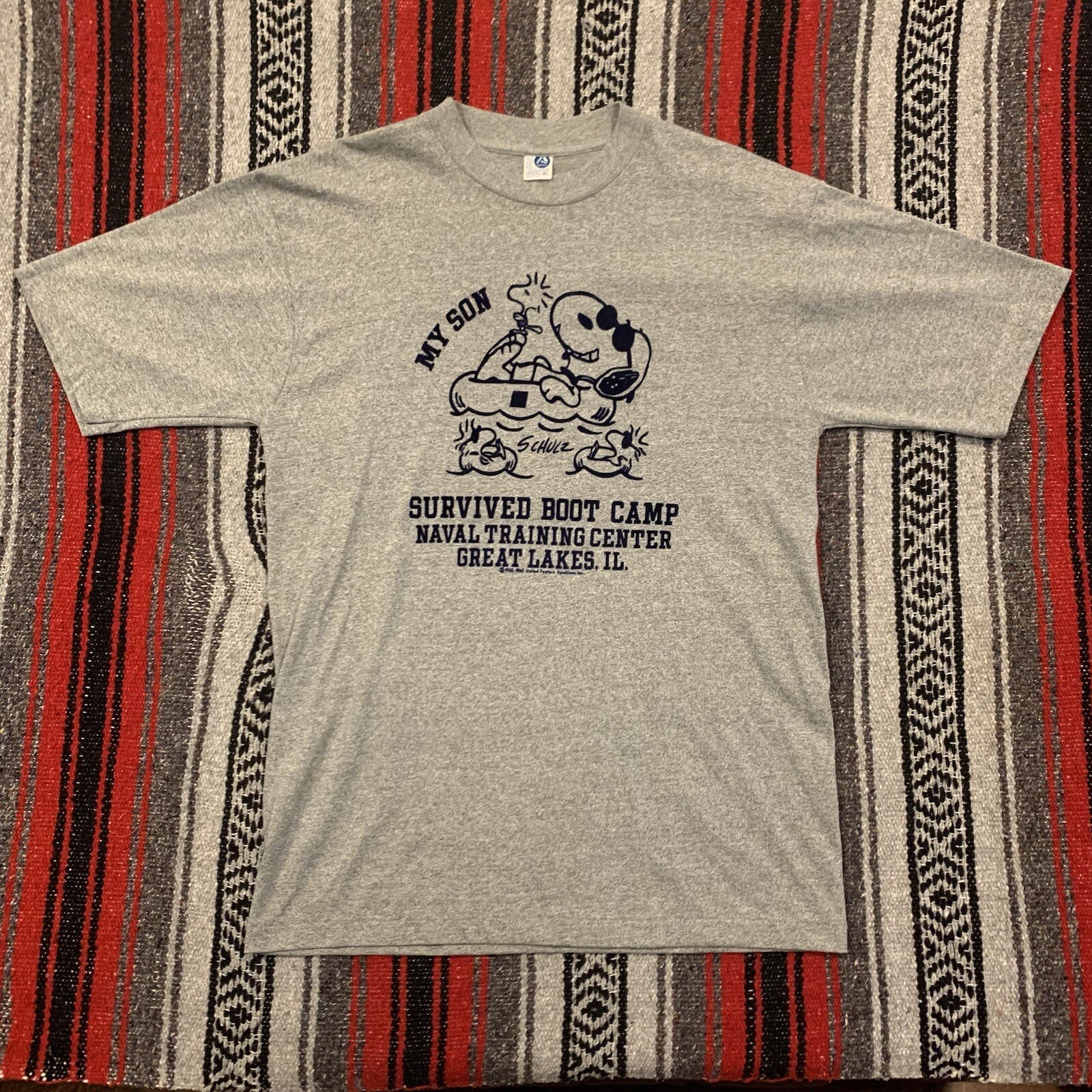 Vintage 80s Schulz Snoopy Naval Boot Camp Great Lakes Illinois Shirt Medium Rare gallery