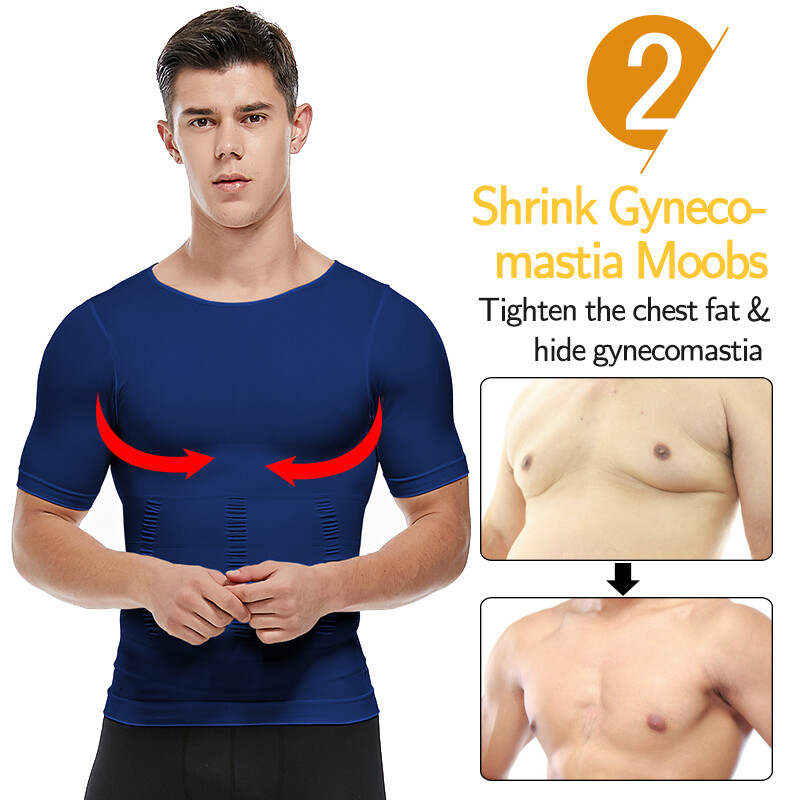 Men's Slimming T-shirt Weight Loss Body Shaper Tank Tops Chest Compression Shirt gallery