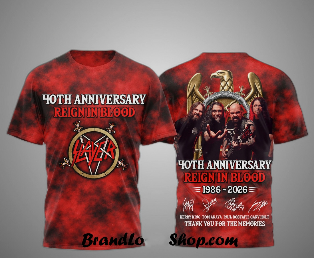 Slayer Reign In Blood 40th Anniversary 1986-2026 3D T Shirt All Size BB943 gallery