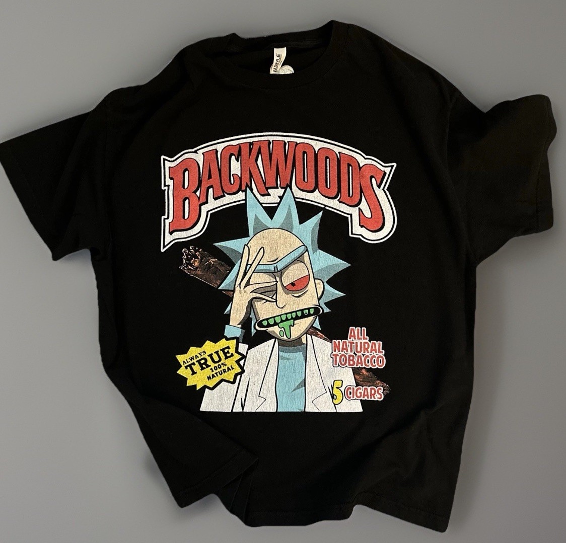 Rick & Morty BACKWOODS Blunt Wraps Tobacco Rick STONED Men’s Graphic T-shirt XL gallery