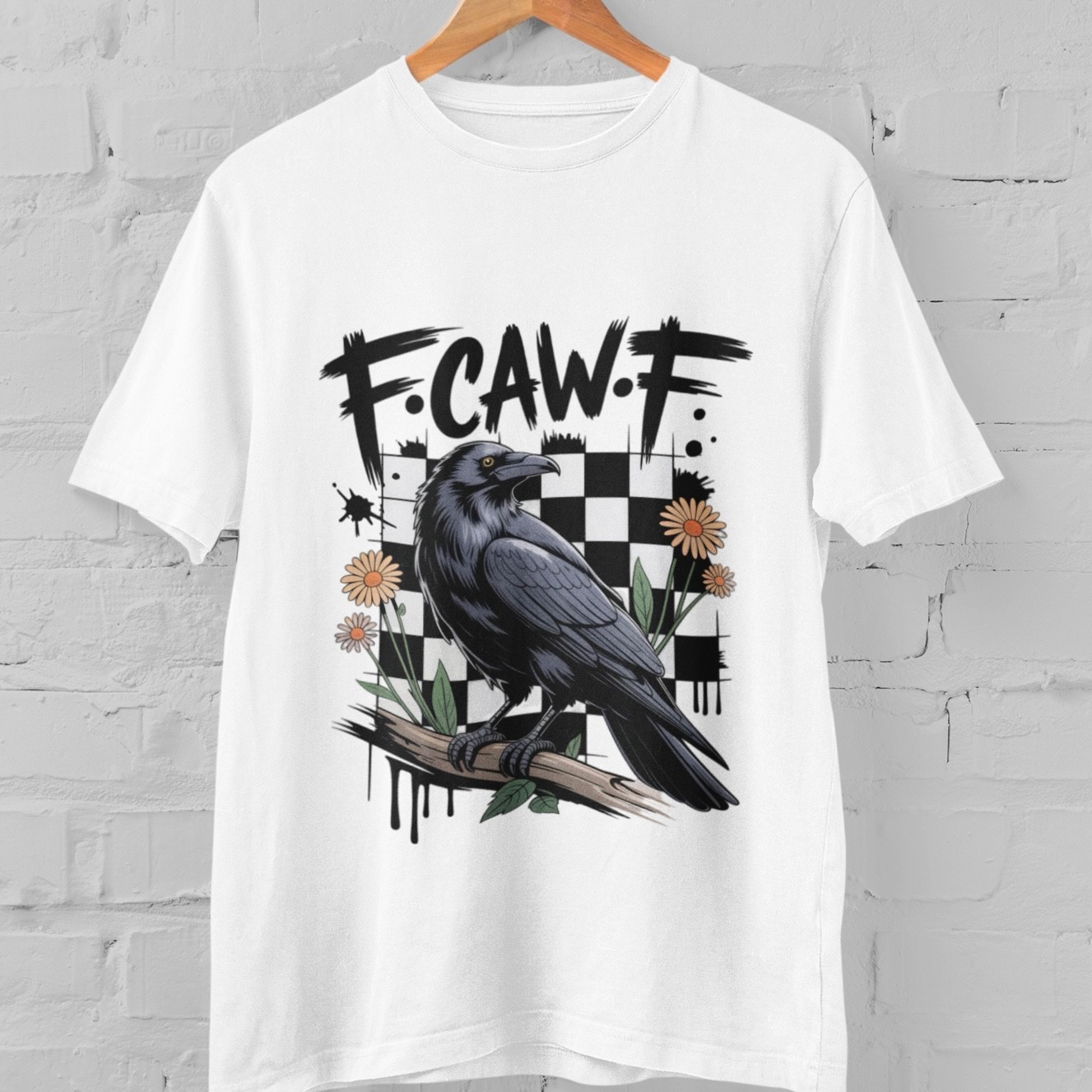 Raven Gothic Grunge Graphic F-CAW-F Crow Punk Aesthetic Streetwear T Shirt gallery