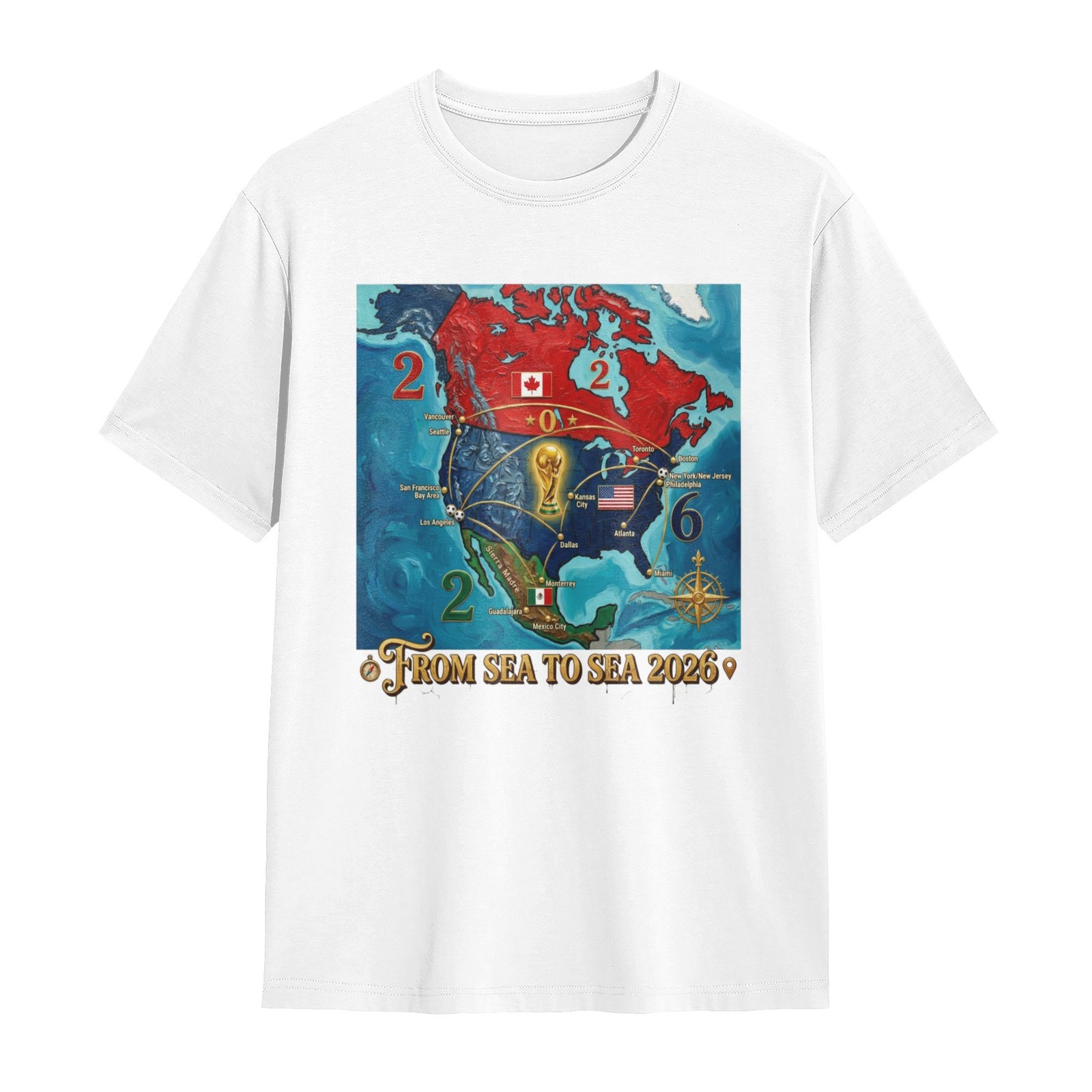 Limited Edition 2026 Fifa World Cup "From Sea to Sea" Host Map T-Shirt Soccer gallery