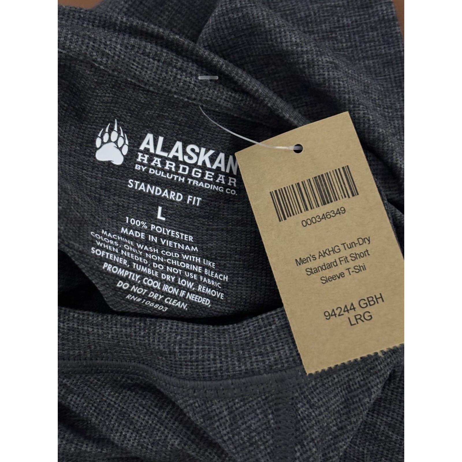 NWT DULULTH ALASKAN HARDGEAR L Mens SS Polyester Tun-Dry Lightweight Tee Gray gallery