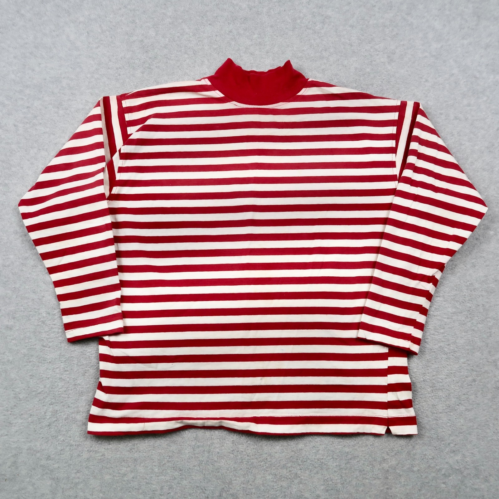 Vintage 90s Calvin Klein Sport Striped T Shirt Size S Small Red Mock Neck USA