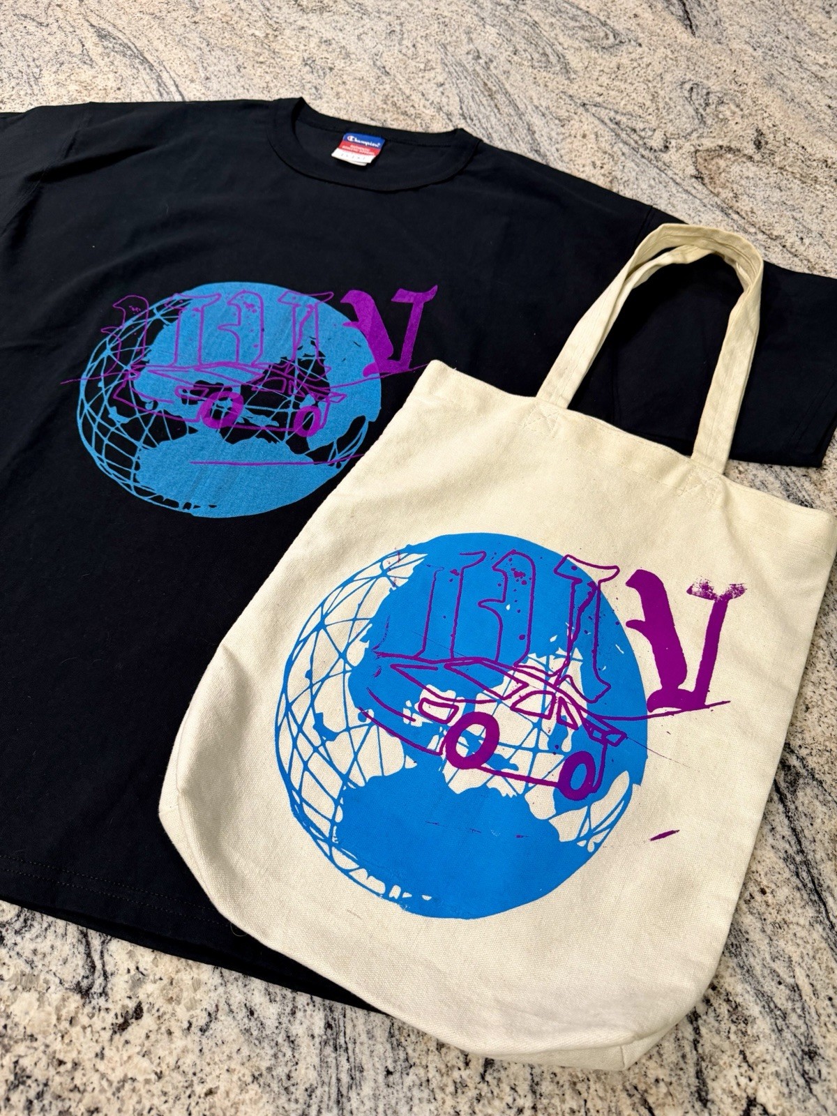 UUV Global Black T-Shirt & Cream Tote Bag | Tee Size Large gallery