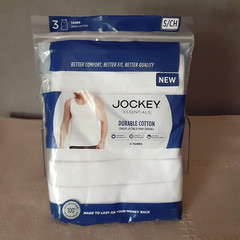 Jockey White Ribbed Undershirts Size Small Cotton 3 in Pack Tank Wife Beater