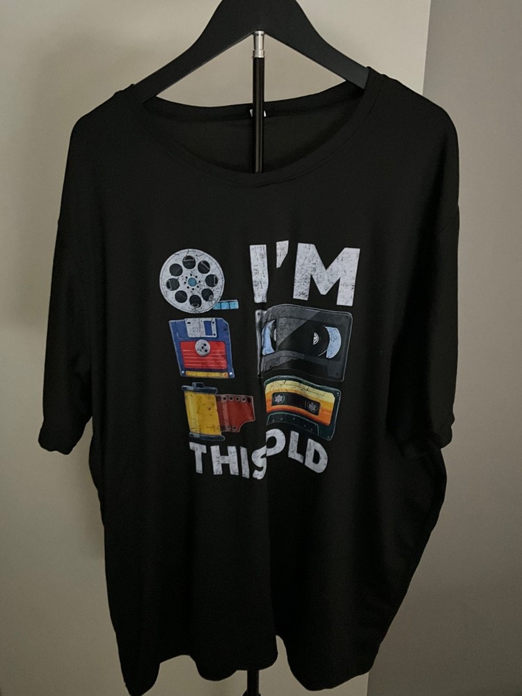 NEW I’m This Old Retro Graphic Tee Black Plus Size 3XL / XXXL Nostalgia T-Shirt