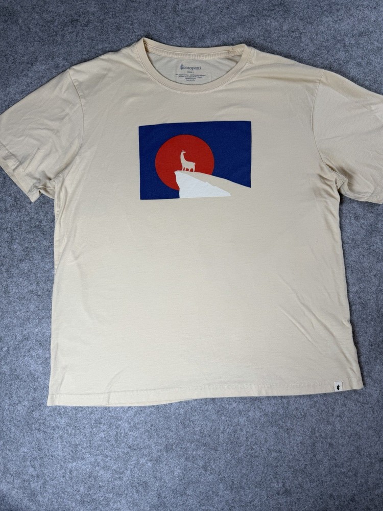 Cotopaxi Mens Sz Large Llama Block Graphic T-Shirt In Bone Soft Organic Blend