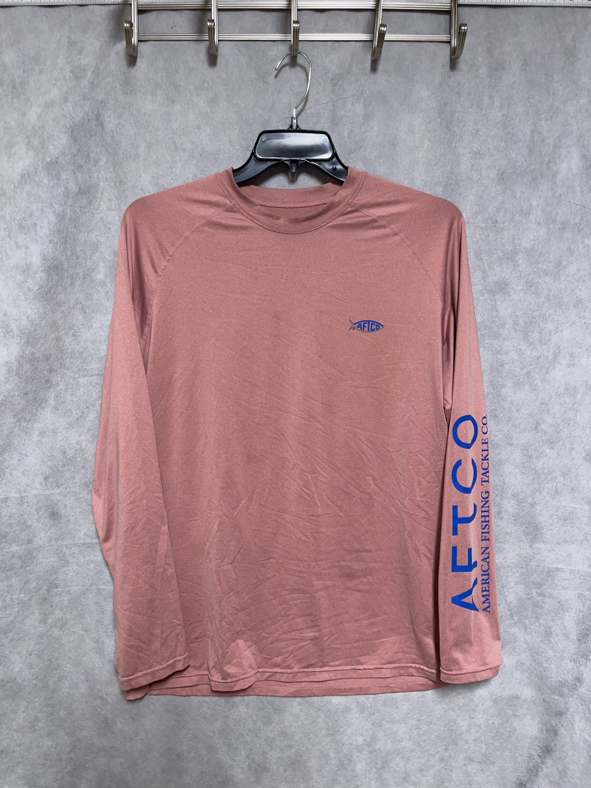 AFTCO Shirt Men L Salmon Aftech Performance Fishing Outdoor Hiking Camping Tee gallery