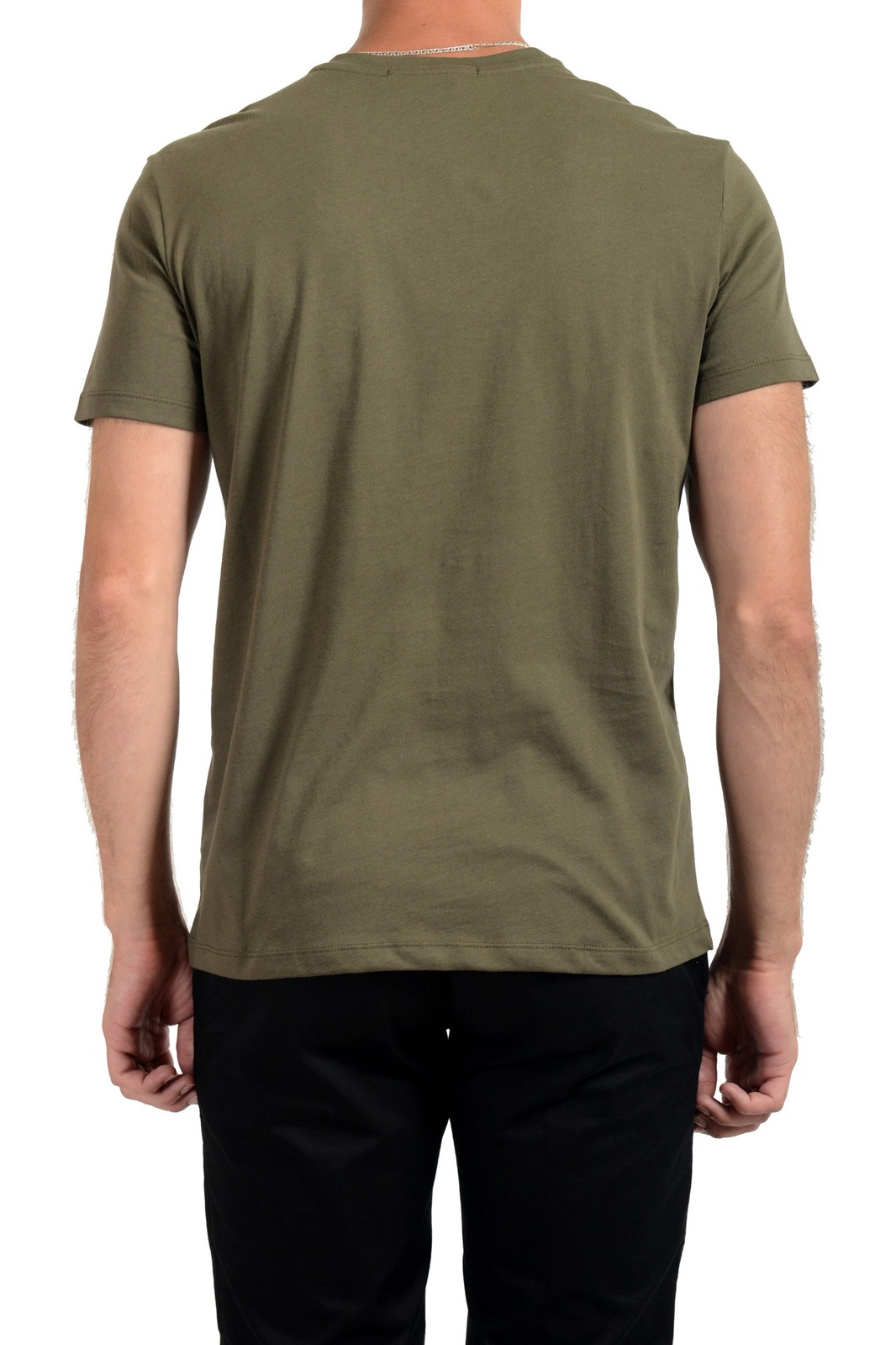 Roberto Cavalli Men's Olive Green Graphic Print Crewneck T-Shirt US M IT 50 gallery