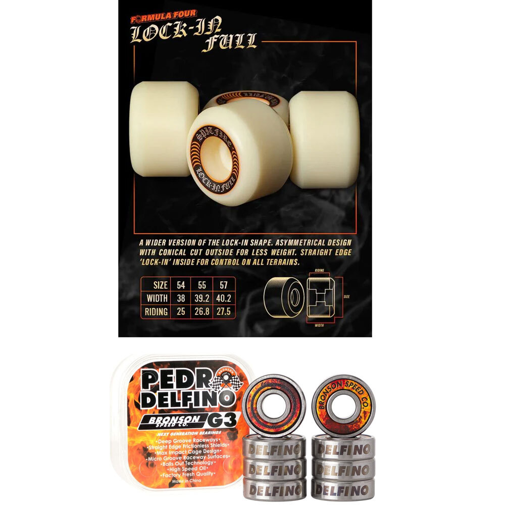 Spitfire Skateboard Wheels F4 Lock In Full with Bronson Pro G3 Bearings – Choose