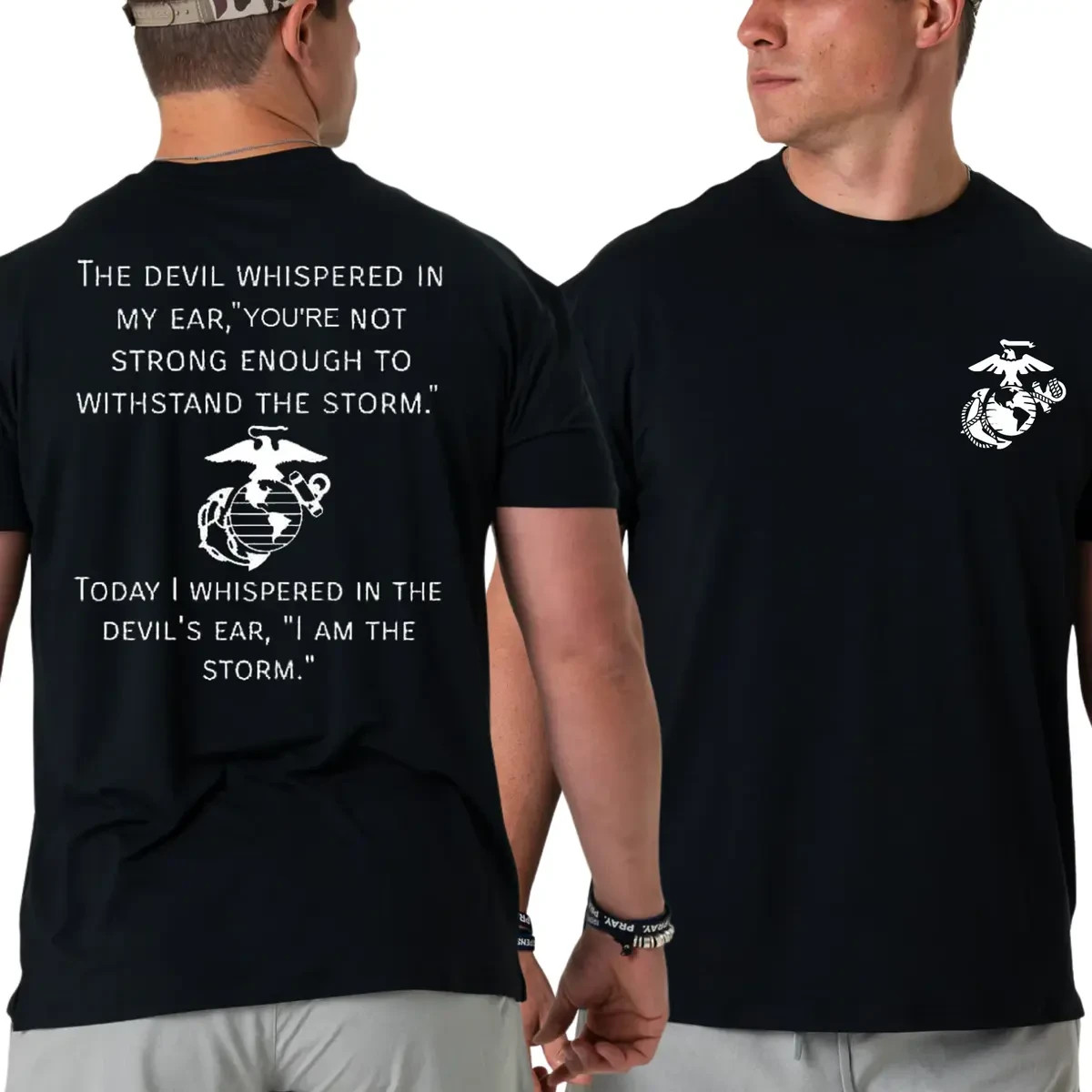 U.S. Marines I Am the Storm T-Shirt, 2 Sides Design Featuring Eagle Globe Anchor