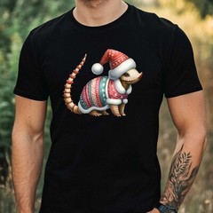 Mens Christmas Armadillo Print Cotton T-Shirt Size XS to 5XL