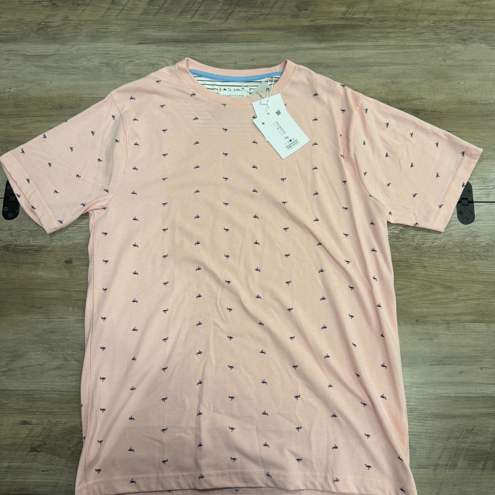 New Denim and Flower Ricky Singh Large Pink Crane Print T shirt gallery