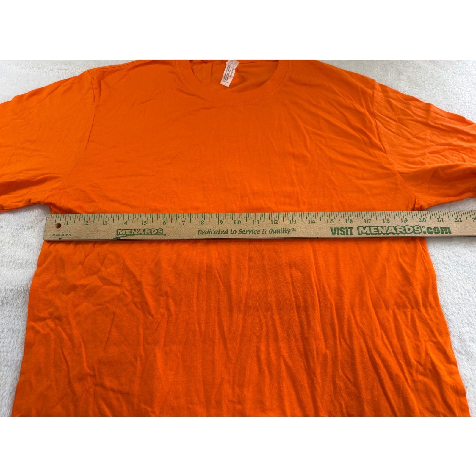 Unisex Orange Long Sleeve Crewneck T-Shirt 100% Cotton Ribbed Cuffs Size L gallery