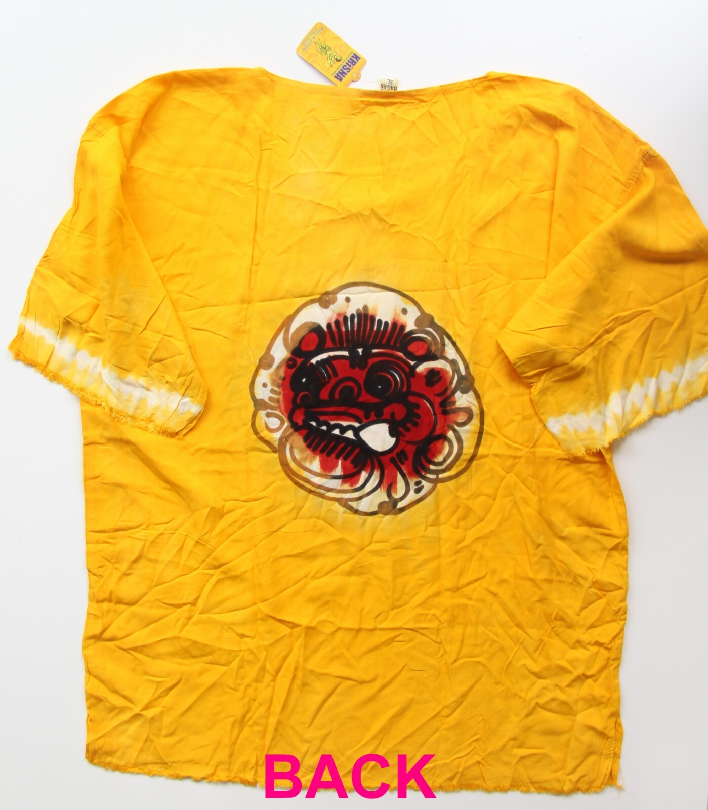 🔥Traditional Balinese Indonesia Barong Lion T-Shirt Yellow Size L Gift Souvenir gallery