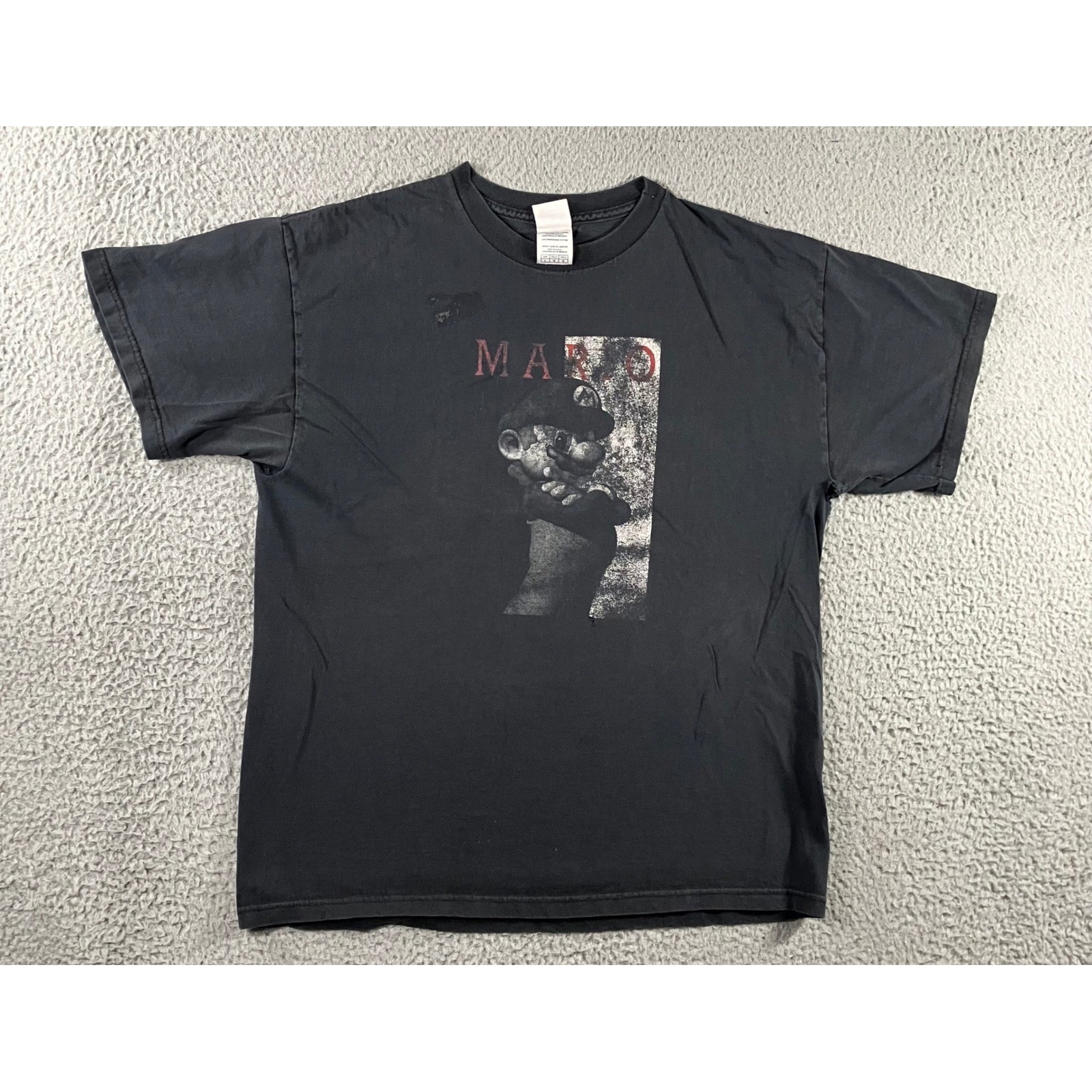 Vtg Delta Pro Mario Scarface Graphic T-Shirt Men L Faded Black Distressed Grunge