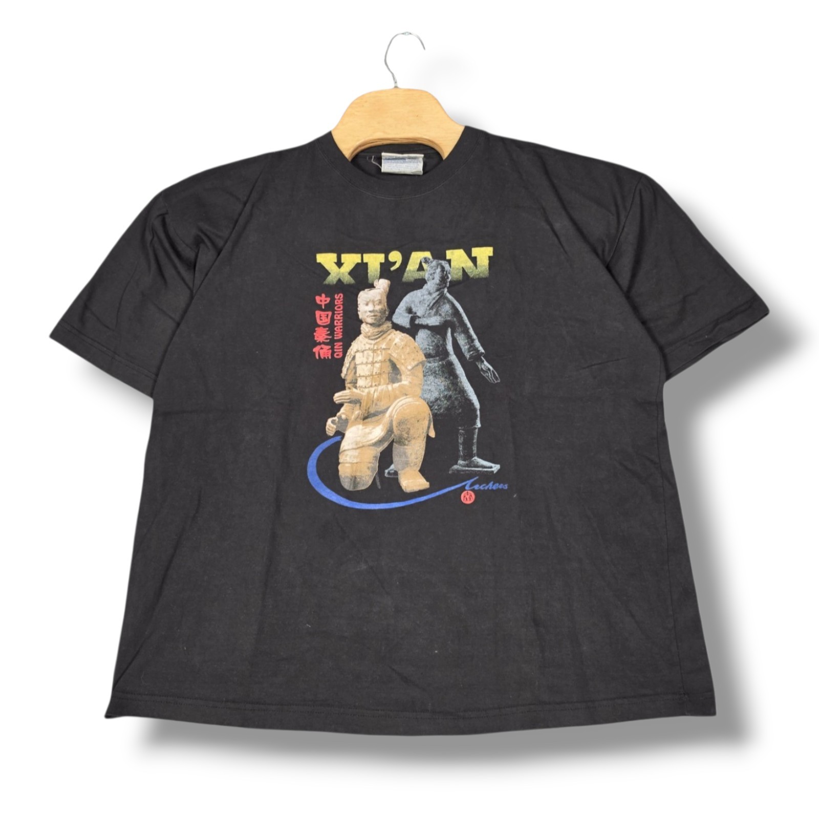 Vintage Xi’an Qin Warriors Terracotta Army China Graphic T-Shirt Mens XL Black