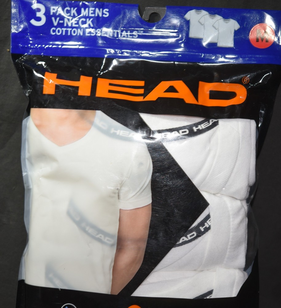 HEAD 3 PACK MEN V-NECK SHIRT HEAD 60/40 COTTON/POLY-MEDIUM 38-40″-NEW