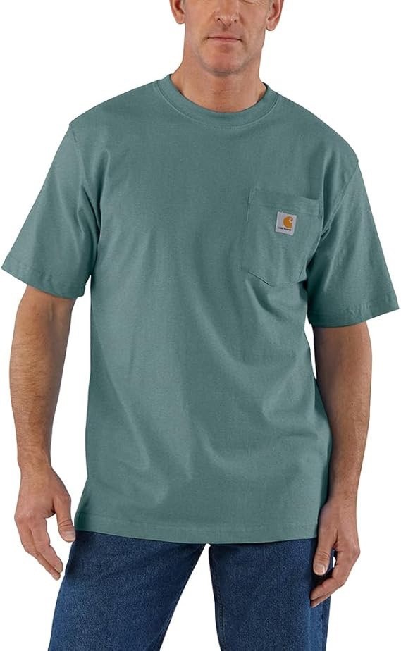 XL Sea Pine Heather Carhartt Men's Loose Fit Short Sleeve Heavyweight Pocket Tee gallery