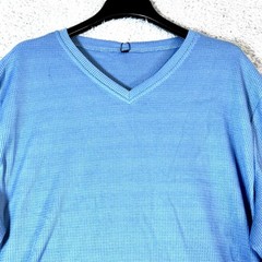 Ficerd Men’s Solid Blue V-neck Long Sleeve Thermal Pullover T-Shirt Size XL