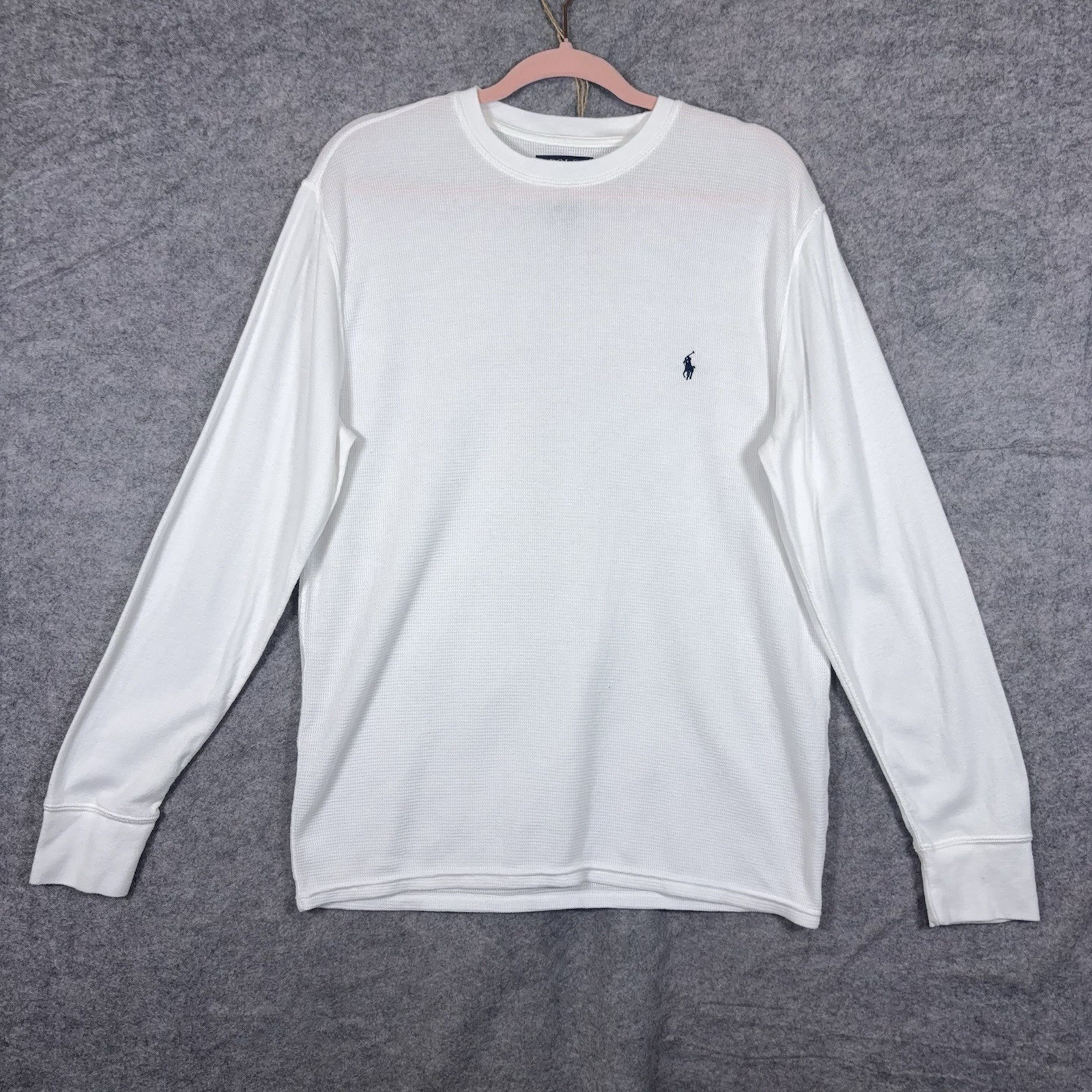 Polo Ralph Lauren Waffle Knit Shirt Mens Sz L White Thermal Base Layer Logo gallery