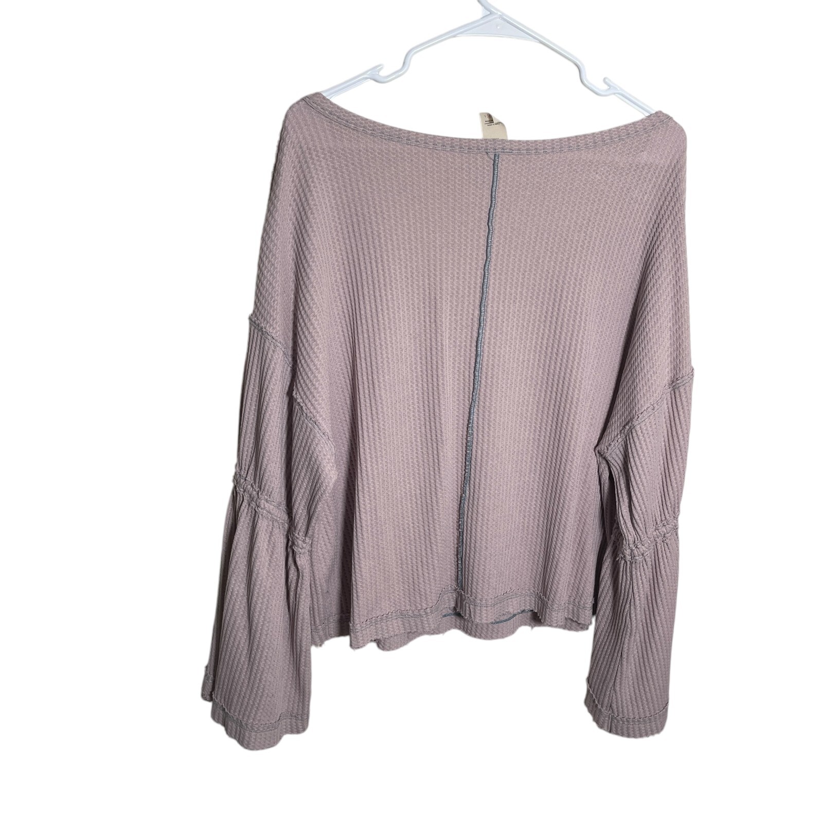 We The Free Blouse Women's Medium Thermal V-Neck Bell Sleeve Boho Slouchy Shirt gallery