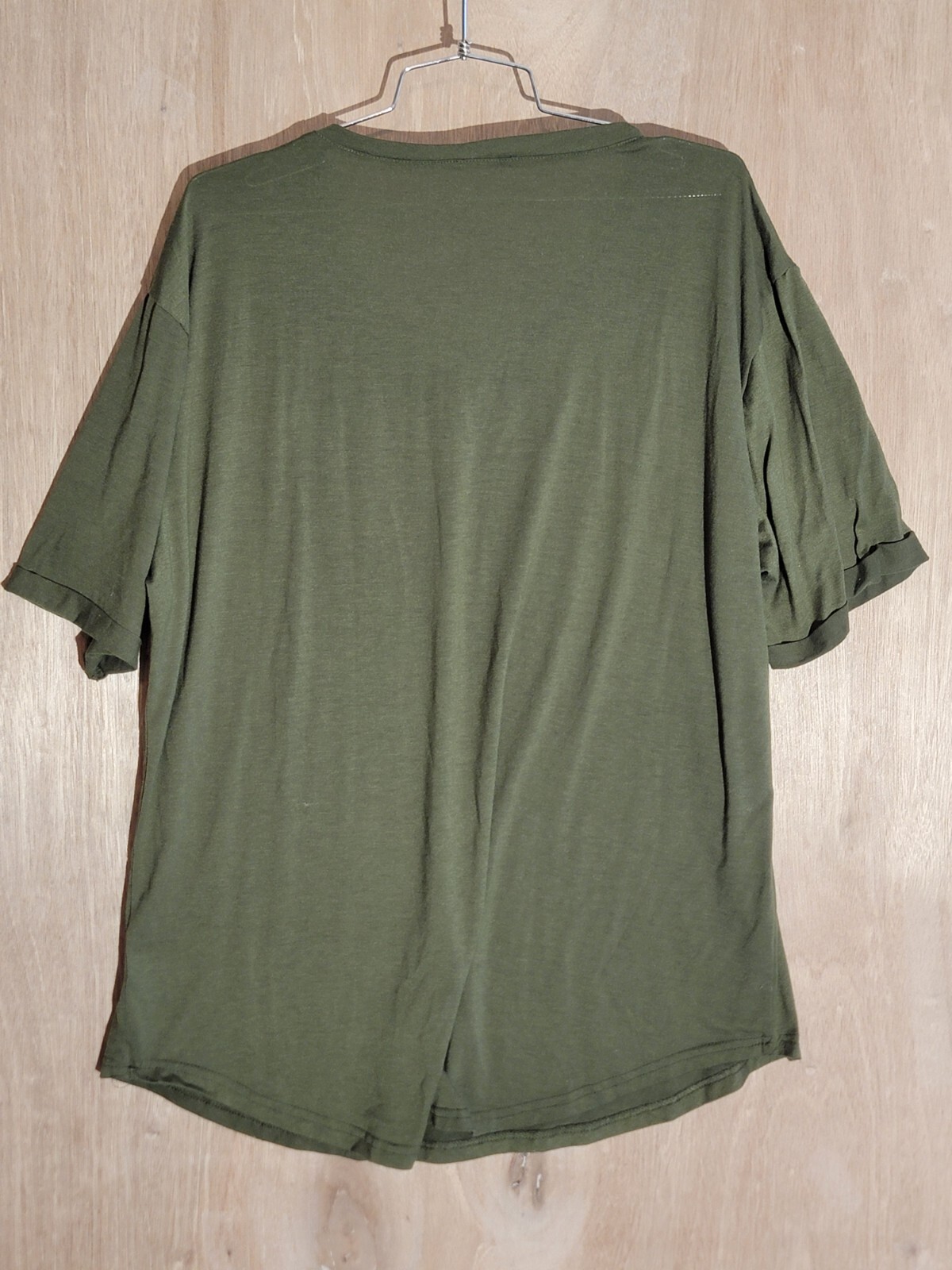 Men’s Hipster Shirt XL Longline V-Neck Short Sleeve Zip Pocket Green gallery