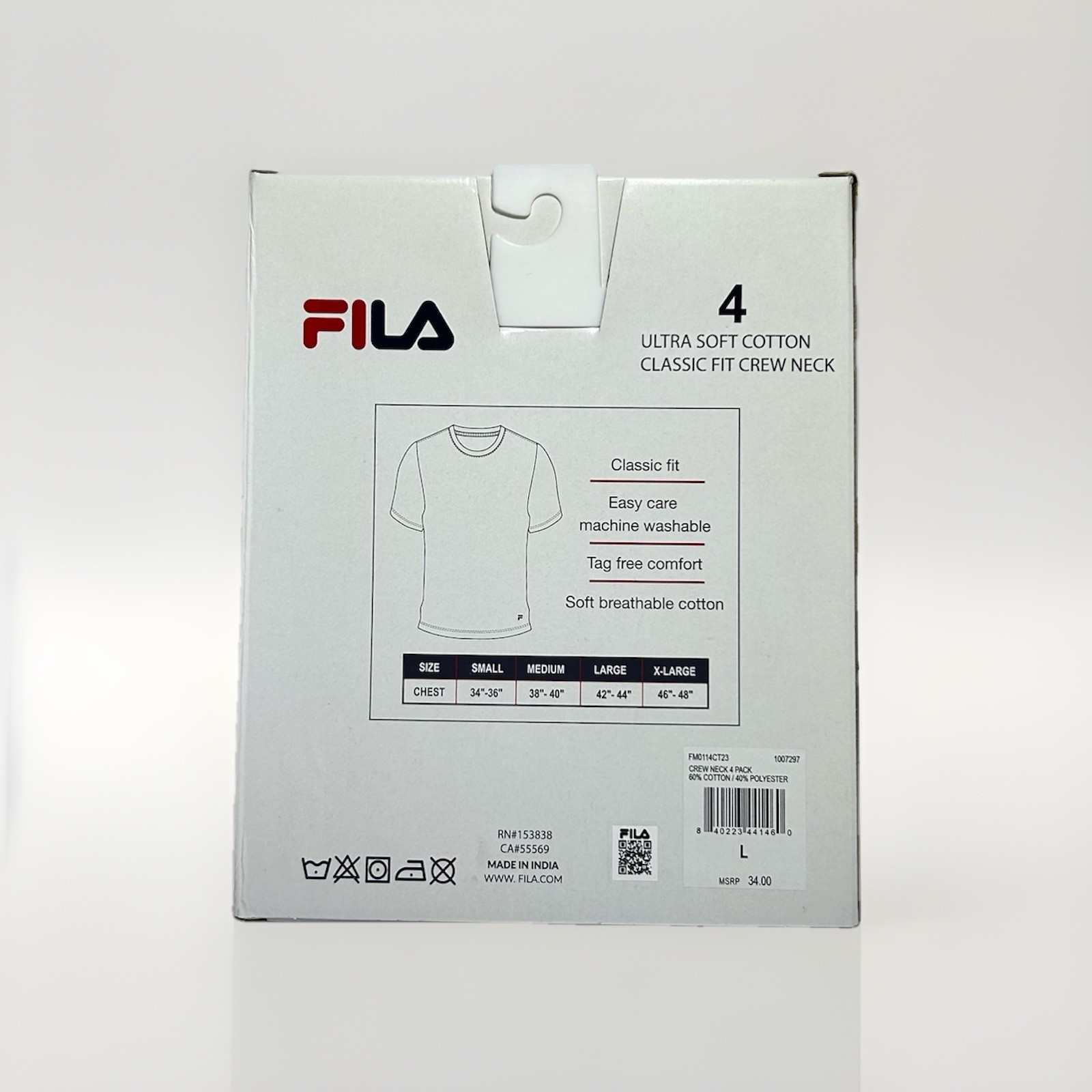 New FILA Men 4 Pack Cotton Crew Neck T-Shirts Ultra Soft Classic Tee Size M L XL gallery